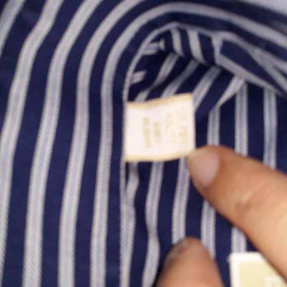 Michael Kors Men’s 16 1/2 34/35 Non Iron Blue Striped Button Down Dress Shirt - Picture 8 of 10